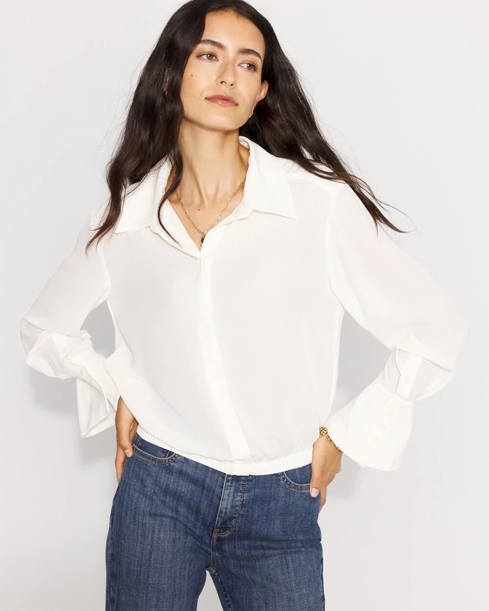 sheller】flare cuffs one shoulder shirt sheller flare cuffs one